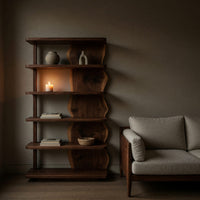 Solid Wood Standing Shelf Scandinavian Natural Corner Space, view 5