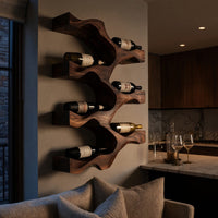 Solid Wood Wine Rack Artistic Natural Modern Kitchen Wall, view 5