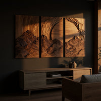 Layered Peaks and Rising Sun Wall Art, Set of Three, view 5 — view 5