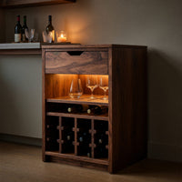 Solid Wood Bar Cabinet Wine With Bottle Shelves Drawer Kitchen, view 5