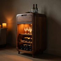 Solid Wood Bar Cabinet Wine With Shelves Drawer Area, view 5