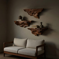 Solid Wood Natural Wood Floating Shelves Live Edge Shelf Living Room, view 5