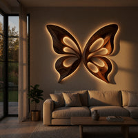 Two Walnut Halves, One Butterfly Wall Sculpture, view 5 — view 5