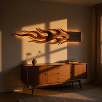 Light Escapes the Beam: Carved Walnut Wall Sculpture, view 5 — view 5