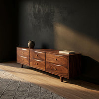 Six-Drawer Media Console in Walnut, Made to Order, view 5