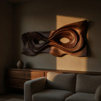 Looping Current Wall Relief, Hand Carved in Walnut, view 5 — view 5