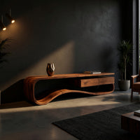 Ribbon Curve Media Console with a Floating Top, view 5