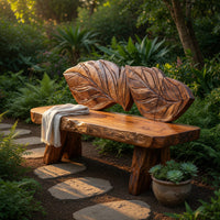 Solid Wood Outdoor Garden Bench Live Edge Solid Entryway, view 5
