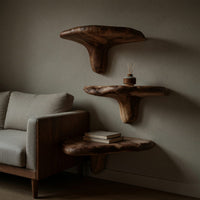 Solid Wood Mushroom Shelf Live Edge Living Room Wall, view 5