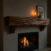 Solid Wood Floating Fireplace Mantel Rustic Shelf Living Room, view 5