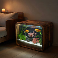 Solid Wood Aquarium Stand Nightstand With Storage Bedroom Living Room Display, view 5