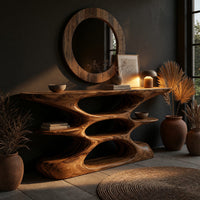 Rippled Console Table in Solid Figured Hardwood, view 5