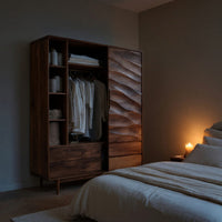 Solid Wood Wardrobe With Drawers Shelf Bedroom, view 5