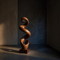 Solid Wood Sculpture Wall Art Rustic Large Twisted Spiral Floor Office, view 5