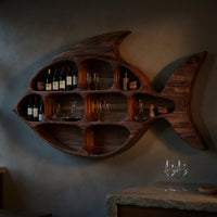 Solid Wood Wine Rack Rustic Wall Home Lounge Organizer, view 5