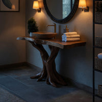 Solid Wood Live Edge Vanity Bathroom Handmade Bathroom, view 5