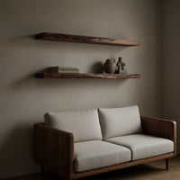Solid Wood Natural Wood Floating Shelves Mid Century Solid Shelf Xmas, view 5