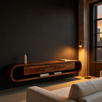 The Wall Lets Go: A Floating Walnut TV Console, view 5