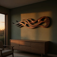 Ember Crest Walnut Wall Sculpture with Coiled Tail, view 5 — view 5