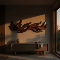 Rising Plume Walnut Wall Sculpture with Layered Tips, view 5 — view 5