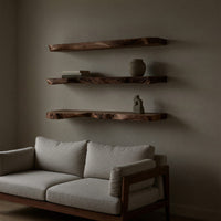 Solid Wood Natural Wood Floating Shelves Mid Century Shelf Stylish Holiday, view 5