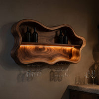 Solid Wood Wine Rack Glass Holder Open Dining Area, view 5