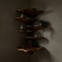 Solid Wood Corner Shelf Boho Leaf Shape Nursery Wall Decor Display, view 5