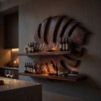 Solid Wood Wine Rack Handcrafted Wall Entryway Beverage Showcase Unit, view 5