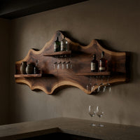 Solid Wood Wine Rack Wall Mounted Shelf Dining Room, view 5
