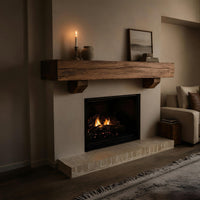 Solid Wood Floating Fireplace Mantel Rustic Beam Living Room, view 5