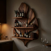 Solid Wood Wine Rack Boho Wall Living Space Arrangement, view 5