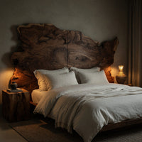 Solid Wood Headboard Natural Minimalist Japandi Bedroom, view 5