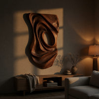 Nested Ovals in a Carved Walnut Wall Sculpture, view 5 — view 5