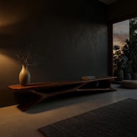Cantilever Walnut TV Console on Sculpted Flared Legs, view 5