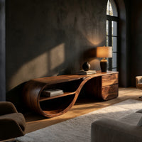 Hand-Sculpted Loop Base TV Console with Drawer Bank, view 5