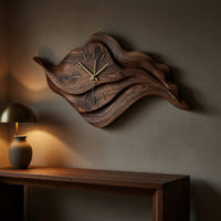 Solid Wood Clock Artistic Sculptural Modern Home Office, view 5
