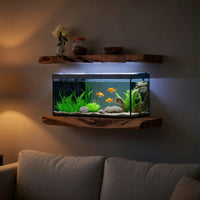 Solid Wood Aquarium Stand Cozy Living Room Rustic Floating Shelf, view 5