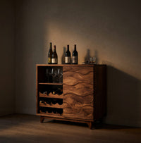 Solid Wood Bar Cabinet Wine Natural Dining Room, view 5