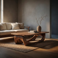 Minimal Coffee Table Smooth Curved Base For Living Room, view 5