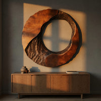 Chiseled and Burnished, a Round Wall Sculpture in Wood, view 5 — view 5