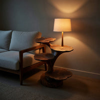 Wooden Accent Table Leaf Inspired Design For Sofa Area, view 5