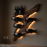 Solid Wood Wine Rack Rustic Furniture Home Bar Wall, view 5