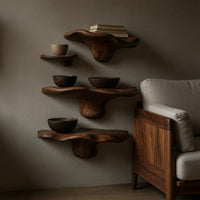 Solid Wood Mushroom Shelf Farmhouse Live Edge Rustic Home, view 5