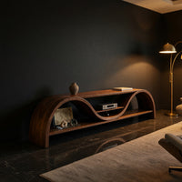 Ribbonwave Walnut TV Console with Open Display Shelf, view 5