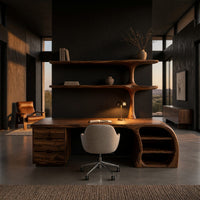 Trunk-Form Desk with Branching Wall Shelf Column, view 5