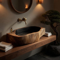 Solid Wood Sink Vanity Handcrafted Wall Mounted Bathroom, view 5