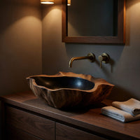 Solid Wood Sink Vanity Wall Mounted Bathroom Sleek Bathroom, view 5