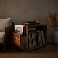 Solid Wood Record Player Stand Storage Cabinet Urban Penthouse, view 5