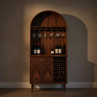 Solid Wood Bar Cabinet Wine With Storage Dining Room, view 5