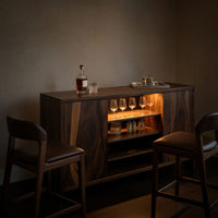 Solid Wood Bar Table Outdoor Cabinet With Wine Storage Patio, view 5